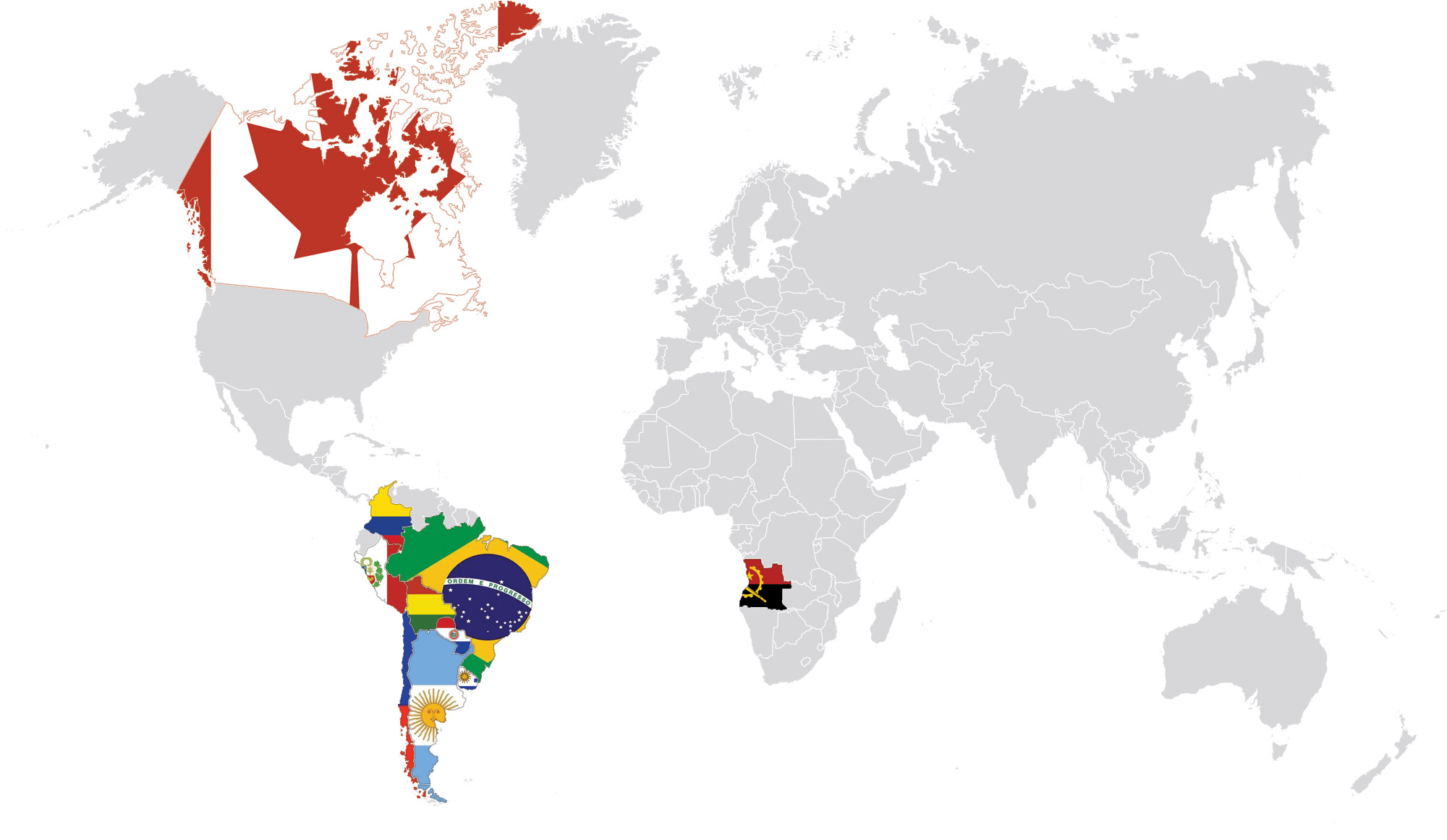 mapa de países atendidos pela pcm consultoria
