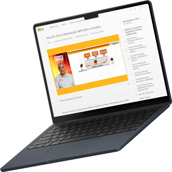 Conheça o treinamento online de PCM da PCM Consultoria - Planejamento e controle da manutenção