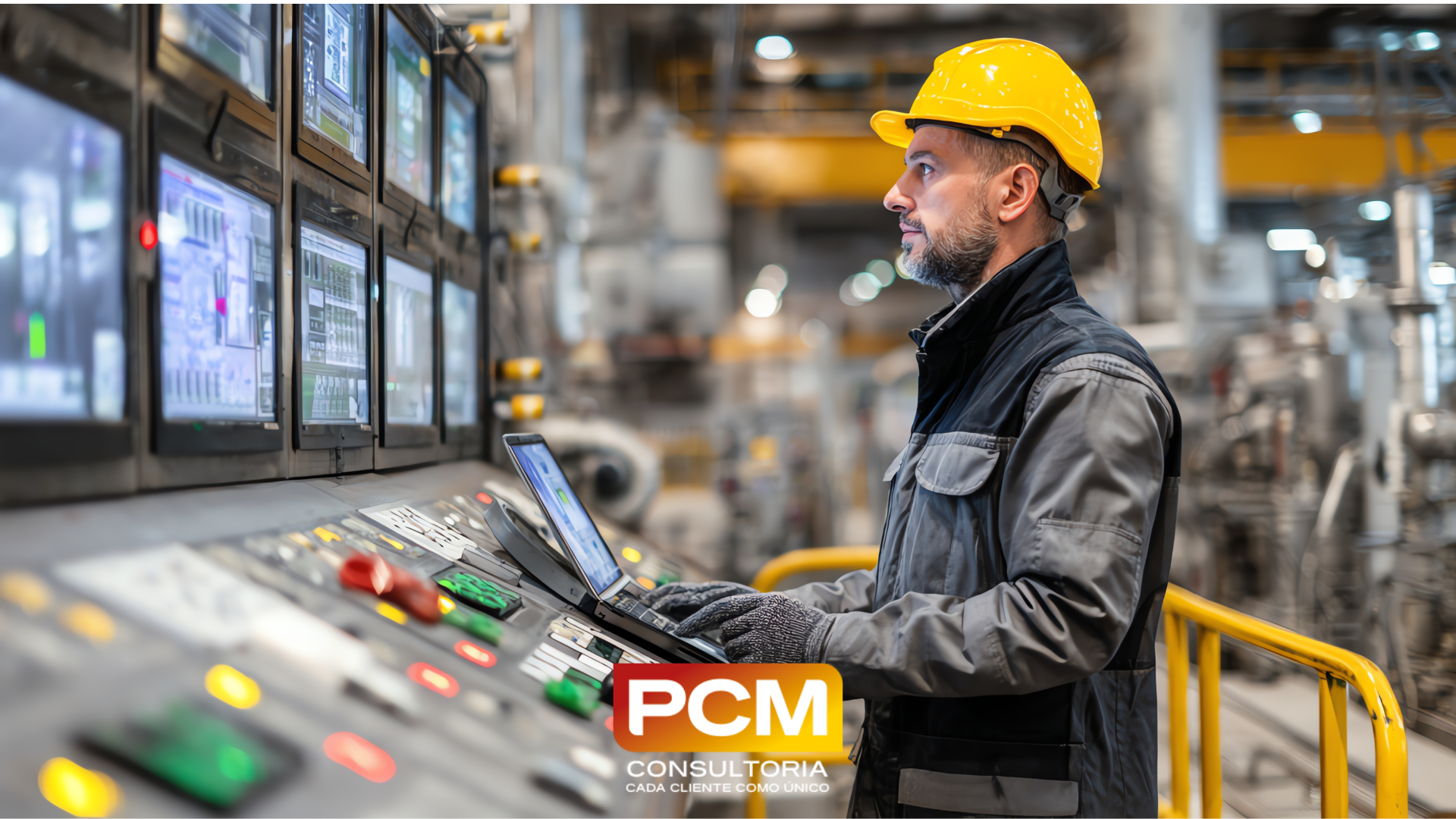 Manutentor olhando equipamento